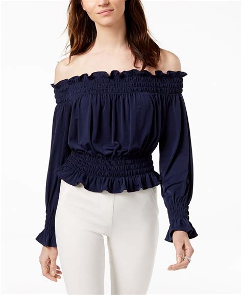 michael kors 3 4 sleeve tops|Michael Kors off shoulder top.